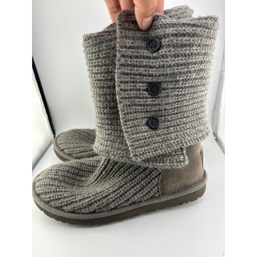 UGG Australia Cardy Grey Knit Button Down Boots 5819 Womens Size 7